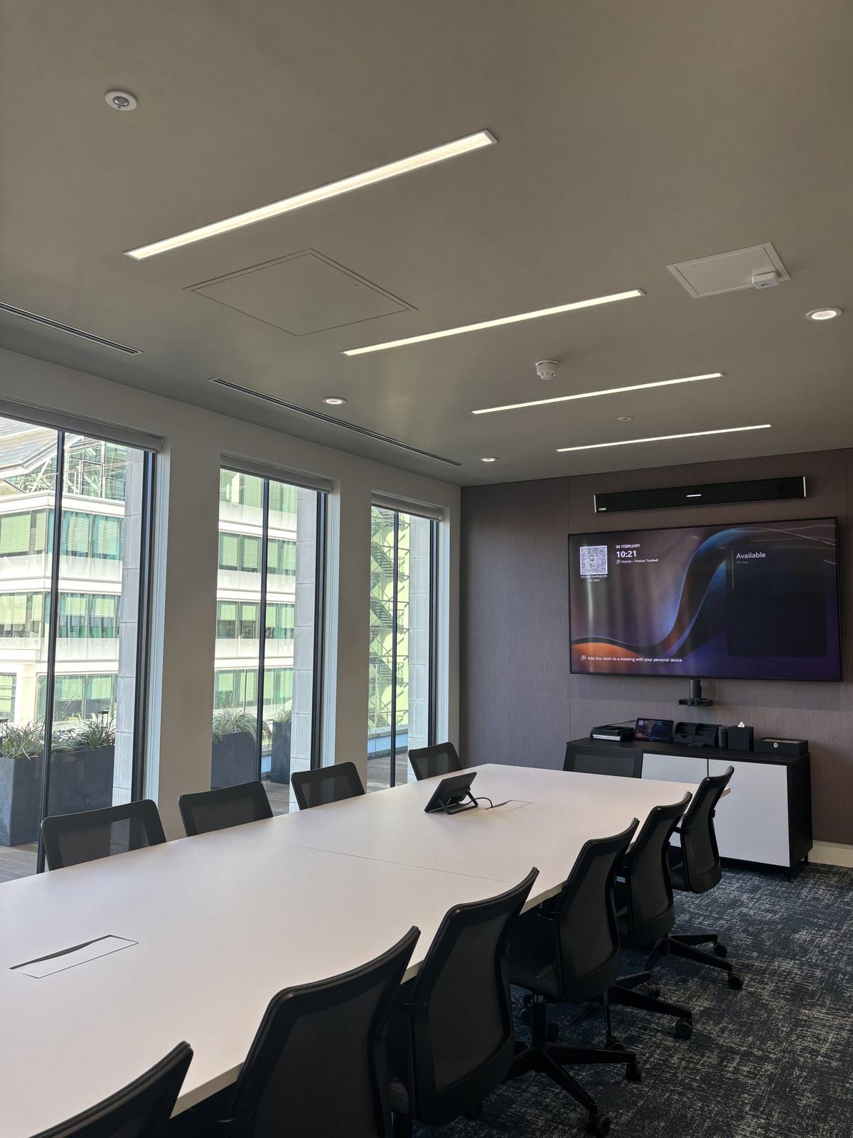 Long Preston Turnbull meeting room with a display at the far end